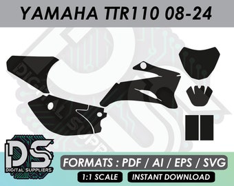 Modelli vettoriali Yamaha TTR 110 2008-2025 per kit grafico adesivi motocross personalizzati / eps / ai / svg / pdf