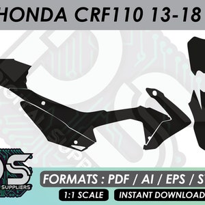 Honda Crf 110 2013-2018 vector templates for custom motocross sticker graphic kit / eps / ai / svg / pdf