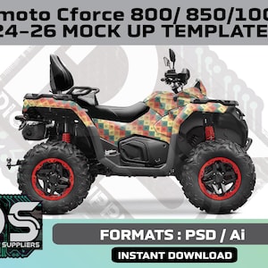 CF moto C Force 800 / 850 / 1000 24-26 Mock-up templates voor custom ATV sticker graphic kit / PSD / ai /