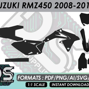 Suzuki RMZ 450 2008 - 2017 vector templates for custom motocross sticker graphic kit / eps / ai / svg / pdf
