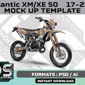 Mock-up templates voor een custom stickerkit voor de Fantic XM/XE 50 125 2017 - 2022 / PSD / ai /