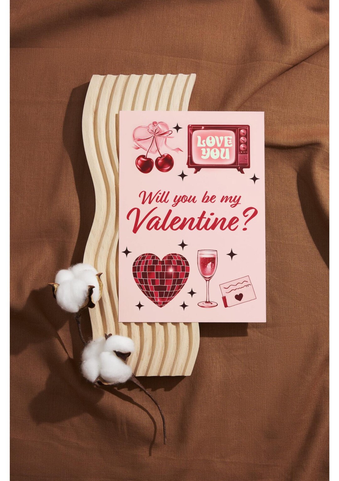 Valentines Day Card - Cute Printable Design, Preppy Aesthetic Gift for ...