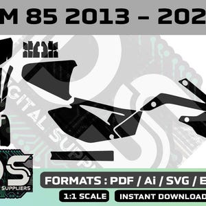 TM 85 MX 2013 - 2025 vector templates for custom motocross sticker graphic kit / eps / ai / svg / pdf