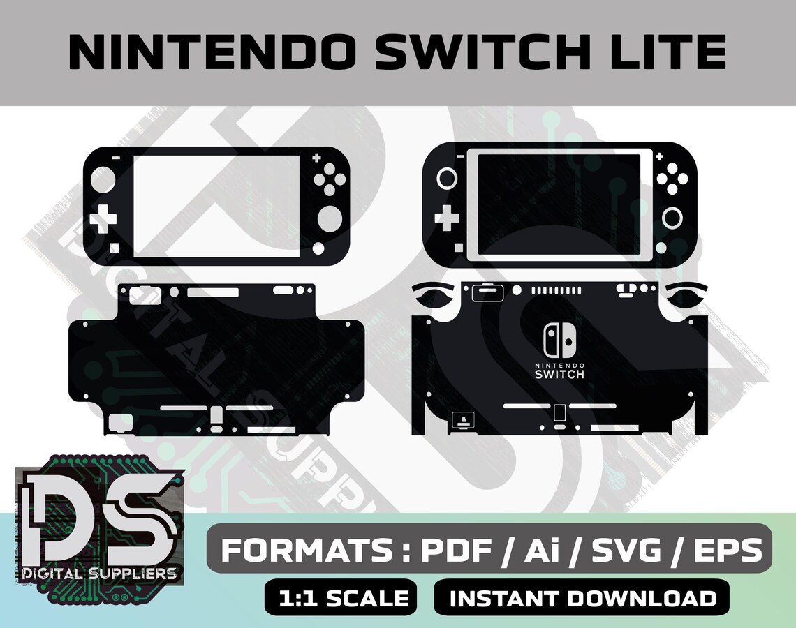 Switch Interface Template.pdf Nintendo Switch LITE Vector Templates for Custom Sticker Graphic Kit ...