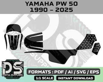 Yamaha PW 50 1990 - 2025 + vector templates for custom motocross sticker graphic kit / eps / ai / svg / pdf