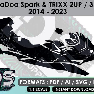 Sea-Doo Spark & Trixx 2Up / 3Up 2014 to 2023 vector templates for custom Jet Ski sticker graphic kit / eps / ai / svg / pdf
