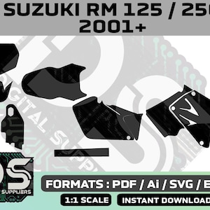 Suzuki RM 125 250 2001 + vector templates for custom motocross sticker graphic kit / eps / ai / svg / pdf