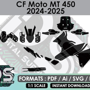 CF moto MT 450 2024 - 2025 vector templates for custom motocross sticker graphic kit / eps / ai / svg / pdf