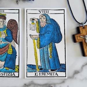 Tarot Piémontais : Cesare Riva [EDITION ARTISANALE], boîte artisanale peinte à la main, 1841-1846, facsimile, 22 cartes,  tarot of Marsilio