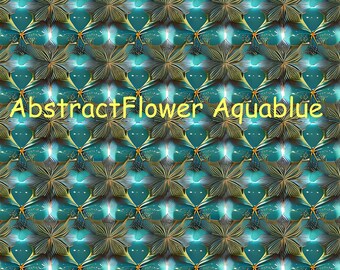 AbstractFlowerz Aqua blue Digital Seamless Pattern Design
