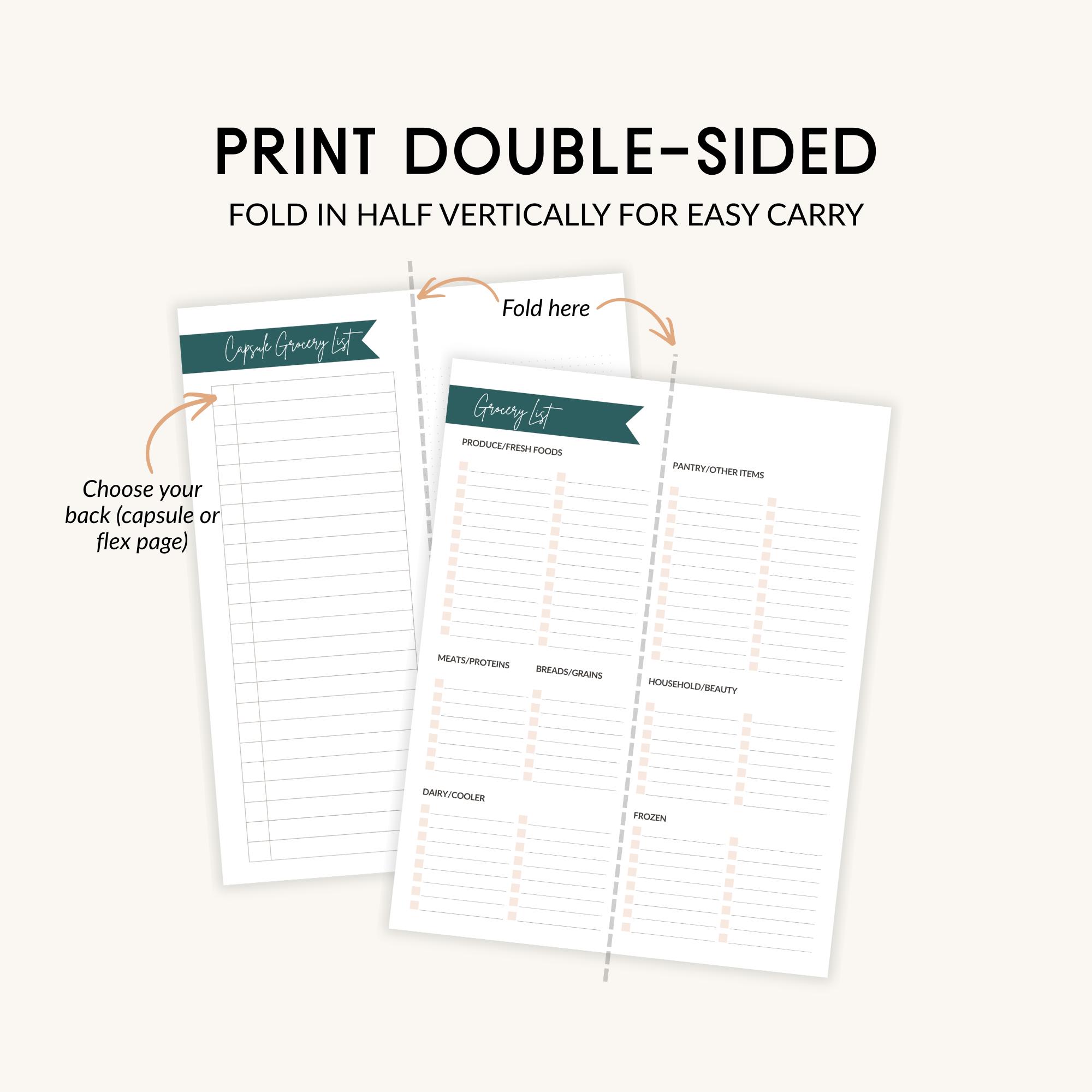 Printable Grocery List PDF, Simple Shopping Planner With Capsule List ...