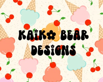 Eis Musterdesign Kirschen nahtlos Sommer nahtlos Obst nahtlose Eistüte nahtlose Stoff Sublimation bunt nahtlos