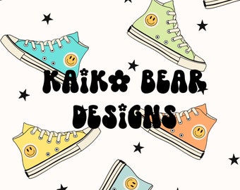 Retro smiley face converse chucks sneakers seamless pattern summer seamless happy face seamless shoe seamless fabric sublimation Groovy file