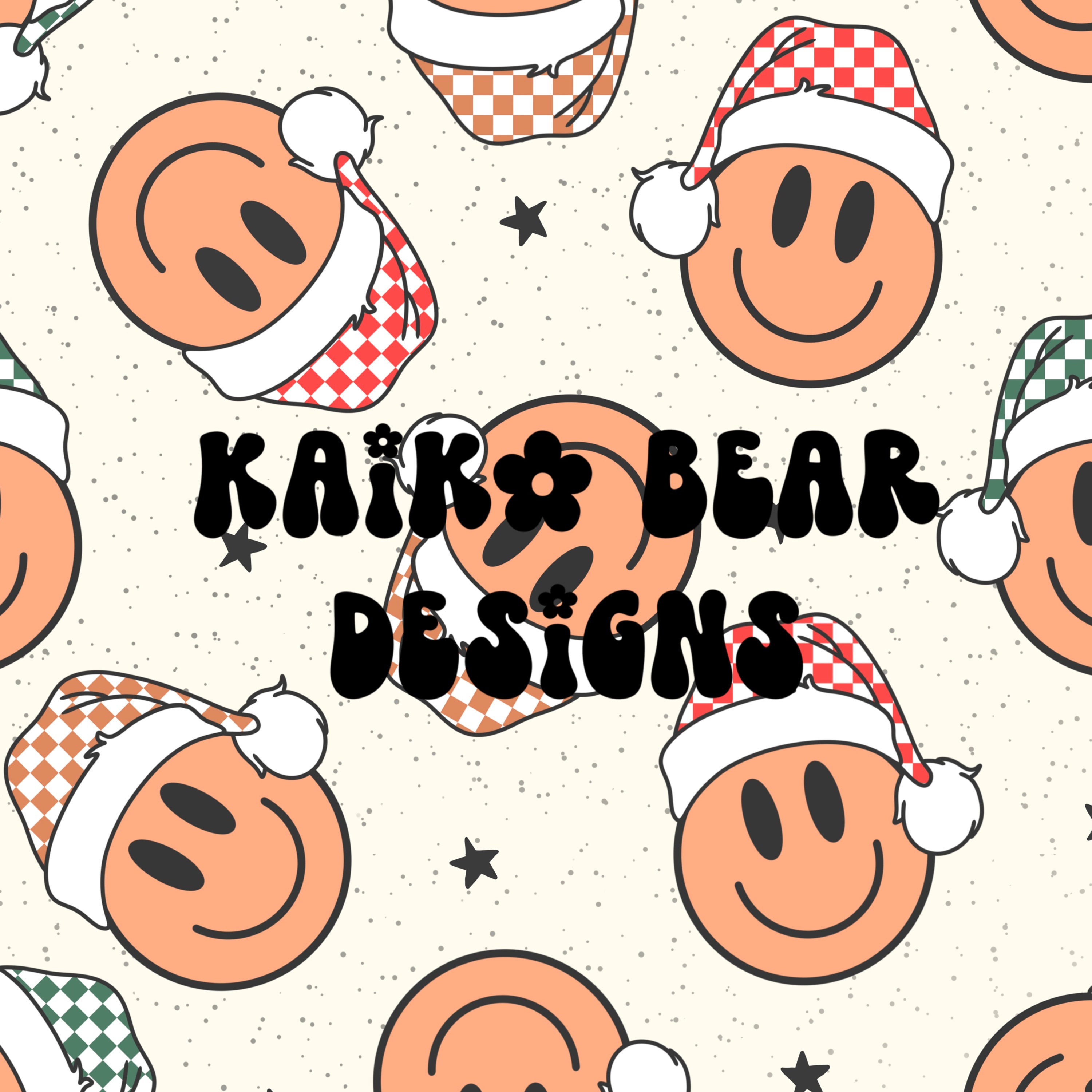 Christmas retro smiley face seamless pattern Santa hat seamless holiday seamless winter seamless Groovy seamless