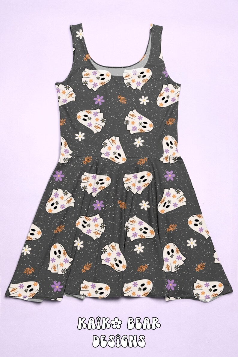 Groovy Floral Ghost Seamless Pattern Halloween Seamless Retro Ghosts ...