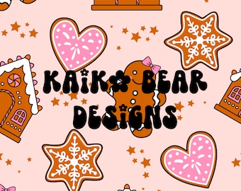 Gingerbread house holiday seamless pattern gingerbread seamless girl Christmas seamless Christmas cookies seamless file fabric sublimation