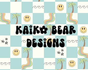 Smiley face Summer seamless pattern palm tree seamless checkered pattern checkerboard seamless retro boy pattern seamless beach waves  file