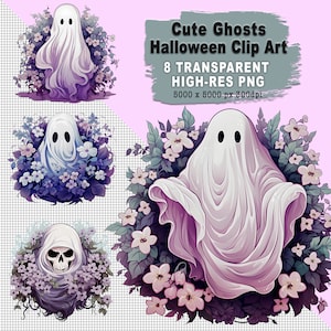 Spooky Pastel Halloween Clipart 8 High Resolution Sublimation Design Instant Download - Gift