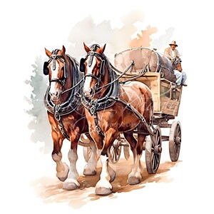 Vintage Western Horse Clipart Set Watercolor JPG Designs for Sublimation and Crafting Commercial Use Included Gift image 4