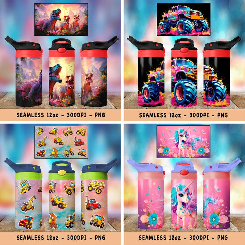 12oz Kids Tumbler Wraps Bundle 25 PNG Sublimation Tumbler Design Sippy Cup Bundle Wraps Instant Download Gift image 6