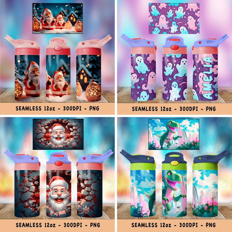 12oz Kids Tumbler Wraps Bundle 25 PNG Sublimation Tumbler Design Sippy Cup Bundle Wraps Instant Download Gift image 7