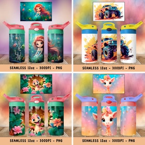 12oz Kids Tumbler Wraps Bundle 25 PNG Sublimation Tumbler Design Sippy Cup Bundle Wraps Instant Download Gift image 3