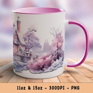Gemütlicher Winterbecher Wrap Weihnachtskaffeetasse Design 11 Unzen und 15 Unzen Sublimationsbecher PNG - Geschenk
