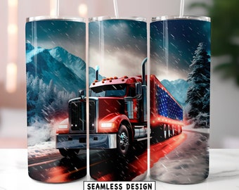 Christmas Red Truck Tumbler Wrap Winter Sublimation Design - Gift