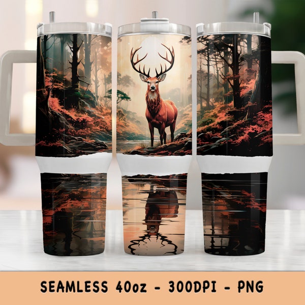 40oz Hunting Tumbler Wrap Bright Buck Sublimation Seamless Design Handle Tumbler Wrap Decoration - Gift