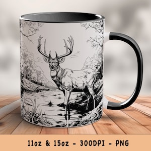 Deer Hunting Mug Wrap 15oz 11oz  Sublimation Coffee Mug Design Instant Download - Gift