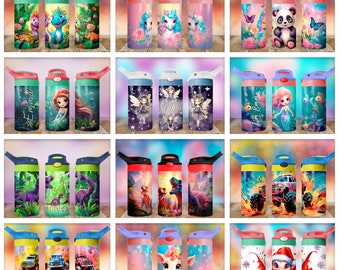 12oz Kids Tumbler Wraps Bundle 25 PNG Sublimation Tumbler Design Sippy Cup Bundle Wraps Instant Download - Gif