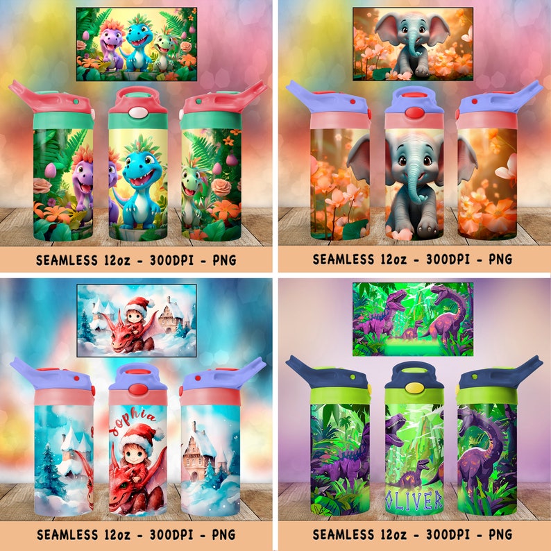 12oz Kids Tumbler Wraps Bundle 25 PNG Sublimation Tumbler Design Sippy Cup Bundle Wraps Instant Download Gift image 5