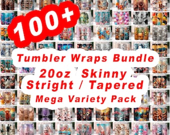 Variety Pack Mega Tumbler Wrap Bundle, 100+ Designs Bundle PNG, 20oz Sublimation Tumbler Designs, Skinny Tumbler, Instant Download - Gift