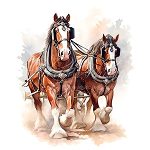 Vintage Western Horse Clipart Set Watercolor JPG Designs for Sublimation and Crafting Commercial Use Included Gift image 5