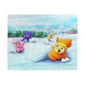 Alpaca Adventure Puzzle:《Frosty Furballs Snowball Showdown》| 110, 252, 500, 1014-Piece Jigsaw Puzzle | Cute Cartoon Animal Llama Dog Cat