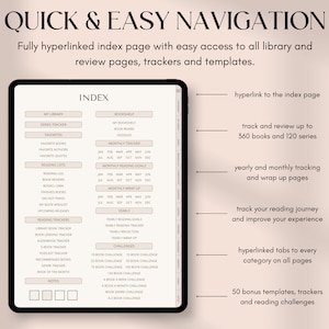 Digitales Lesetagebuch, digitaler Buch-Tracker für GoodNotes, digitales Leseprotokoll für iPad und Android, digitales Bücherregal, Porträt-Leseplaner Bild 3