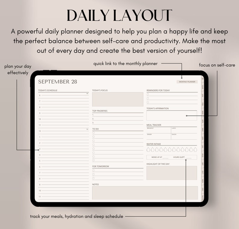 Digital Planner Undated, GoodNotes Planner, iPad & Android Planner, Digital Calendar, Daily, Weekly, Monthly 2024 Undated Notability Planner image 4