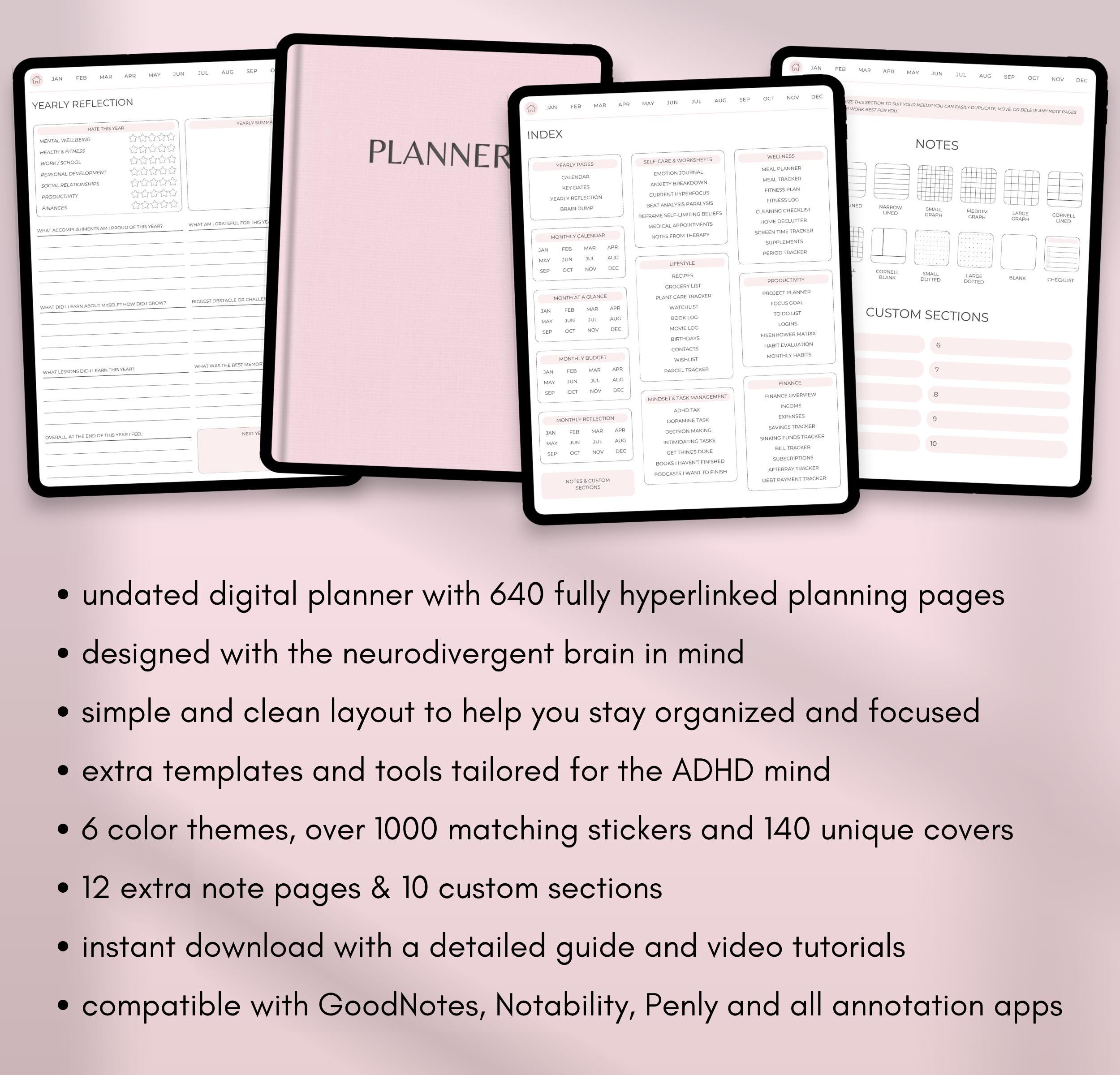ADHD Planner, Digital ADHD Planner for iPad & Android, Goodnotes ...