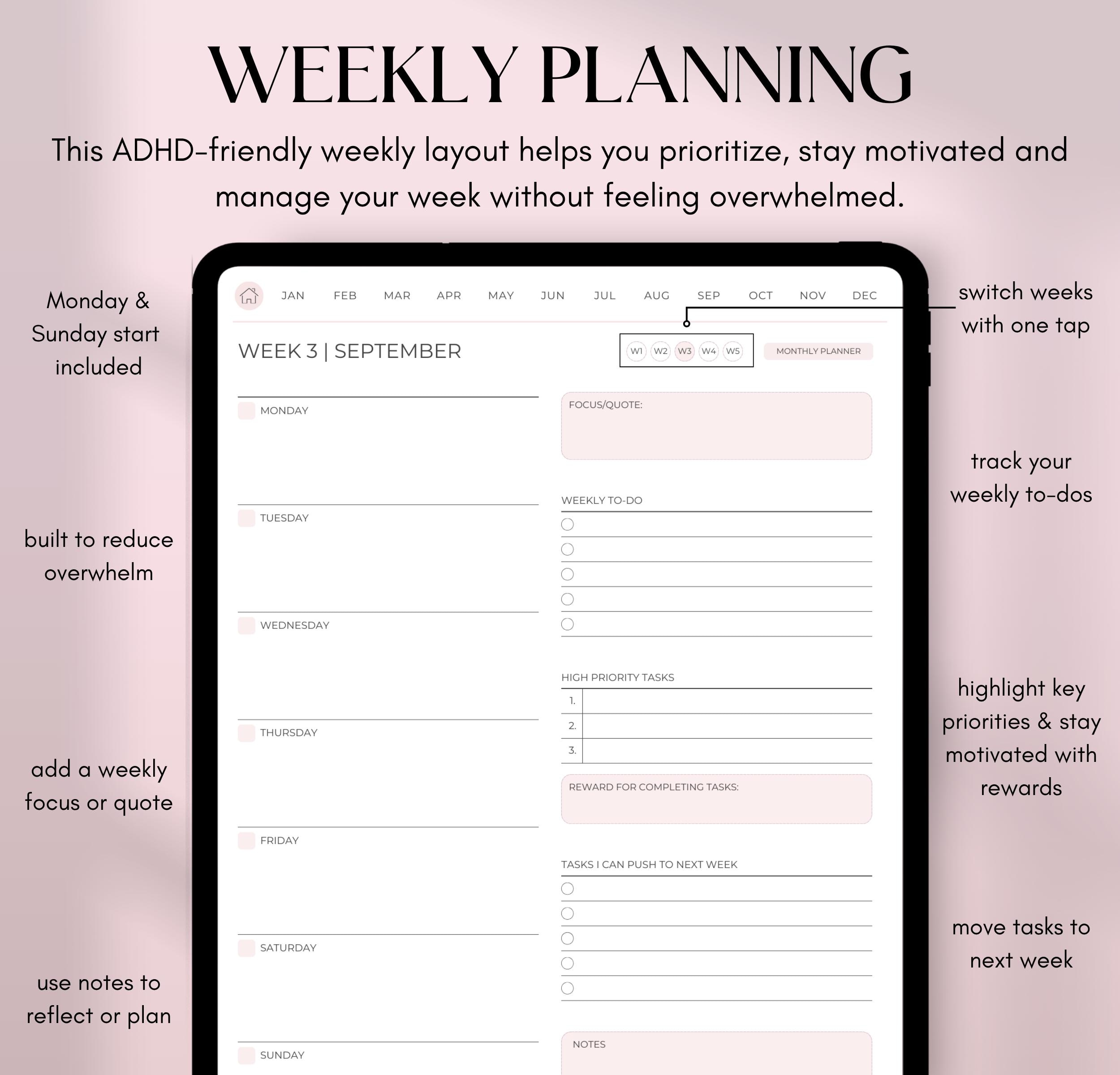 ADHD Planner, Digital ADHD Planner for iPad & Android, Goodnotes ...