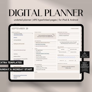 Digital Planner Undated, GoodNotes Planner, iPad & Android Planner, Digital Calendar, Daily, Weekly, Monthly 2024 Undated Notability Planner