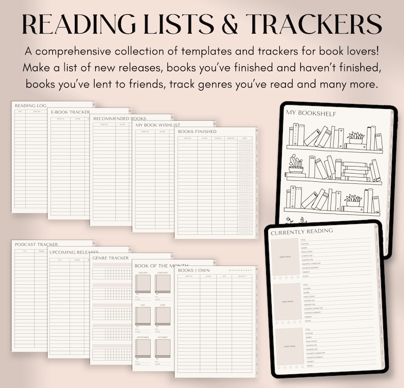 Digital Reading Journal, Digital Book Tracker for GoodNotes, iPad & Android Digital Reading Log, Digital Bookshelf, Portrait Reading Planner image 6
