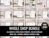 Digital Planner Whole Shop Bundle, GoodNotes Calendar, iPad & Android Digital Notebooks, Journals, ADHD Planner, Digital Stickers, 2025 2026