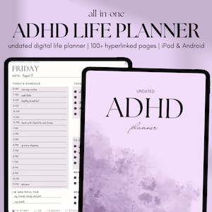 Planificador digital para TDAH, Planificador sin fecha, Planificador para iPad, Planificador para TDAH para adultos, Planificador para TDAH, Planificador GoodNotes, Planificador para TDAH con base científica púrpura