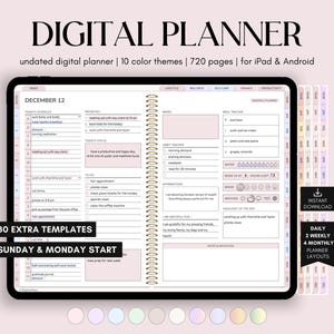 All-in-One Digital Planner Undated, iPad & Android Planner, Digital Calendar, GoodNotes Template, Daily Weekly Monthly Journal for 2025 2026