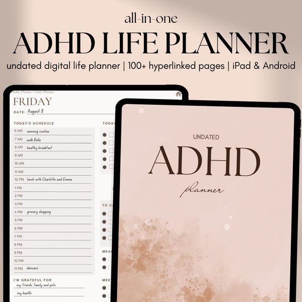 ADHD Digital Planner, Undated Digital Planner, ADHD Planner, iPad Planner, GoodNotes Planner, Adult ADHD Planner, Daily, Weekly Adhd Planner