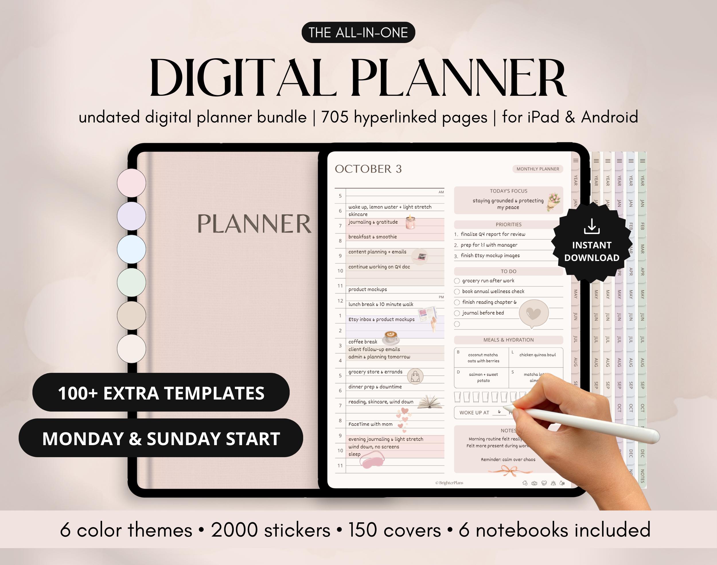 Digital Planner, Undated iPad & Android Planner Bundle, Goodnotes ...
