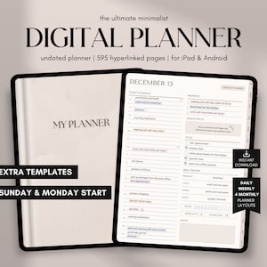 Digital Planner Undated, iPad & Android Planner, GoodNotes Planner, Digital Calendar, Daily, Weekly, Monthly Journal, 2024 2025 iPad Planner
