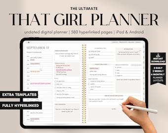 That Girl Planner, Undated Digital Planner, iPad Planner, GoodNotes Planner, Daily, Weekly, Monthly, 2023 2024 Undated Digital iPad Planner