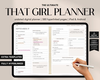 That Girl Planner, Undated Digital Planner, iPad Planner, GoodNotes Planner, Daily, Weekly, Monthly, 2023 2024 Undated Digital iPad Planner
