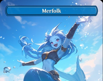 FOIL*** (Rainbow or Starry) handmade Merfolk anime proxy tokens for EDH, Standard and other formats